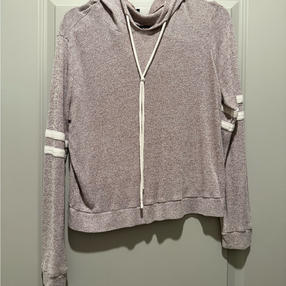 One Clothing Heathered Maroon Cropped Sweatshirt with Hood